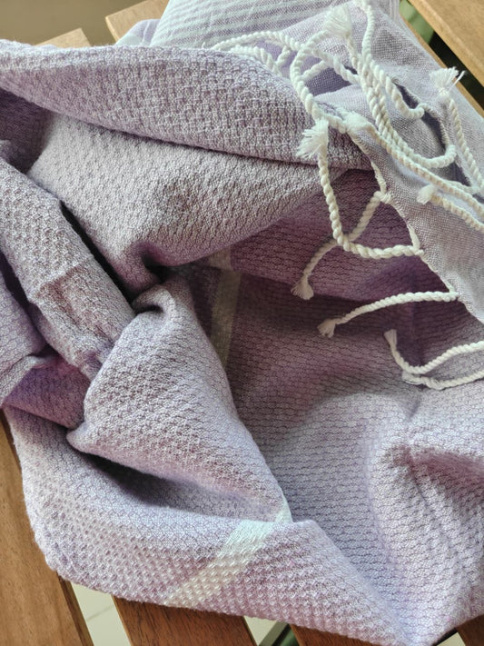 Super Absorbent Organic Cotton Wisteria Purple Bath Towel With Tassel XL for Men