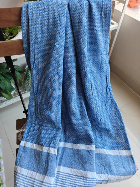 Absorbent Turkish Organic Cotton Weaved Bath Towel Indigo Blue