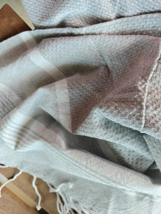 Weaved Absorbent Turkish Organic Cotton Bath Towel Light Ash Grey Natural
