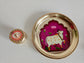 Buy Brass Pichwai Wine Cow  Kumkum Box with Plate ( 6 inches plate)