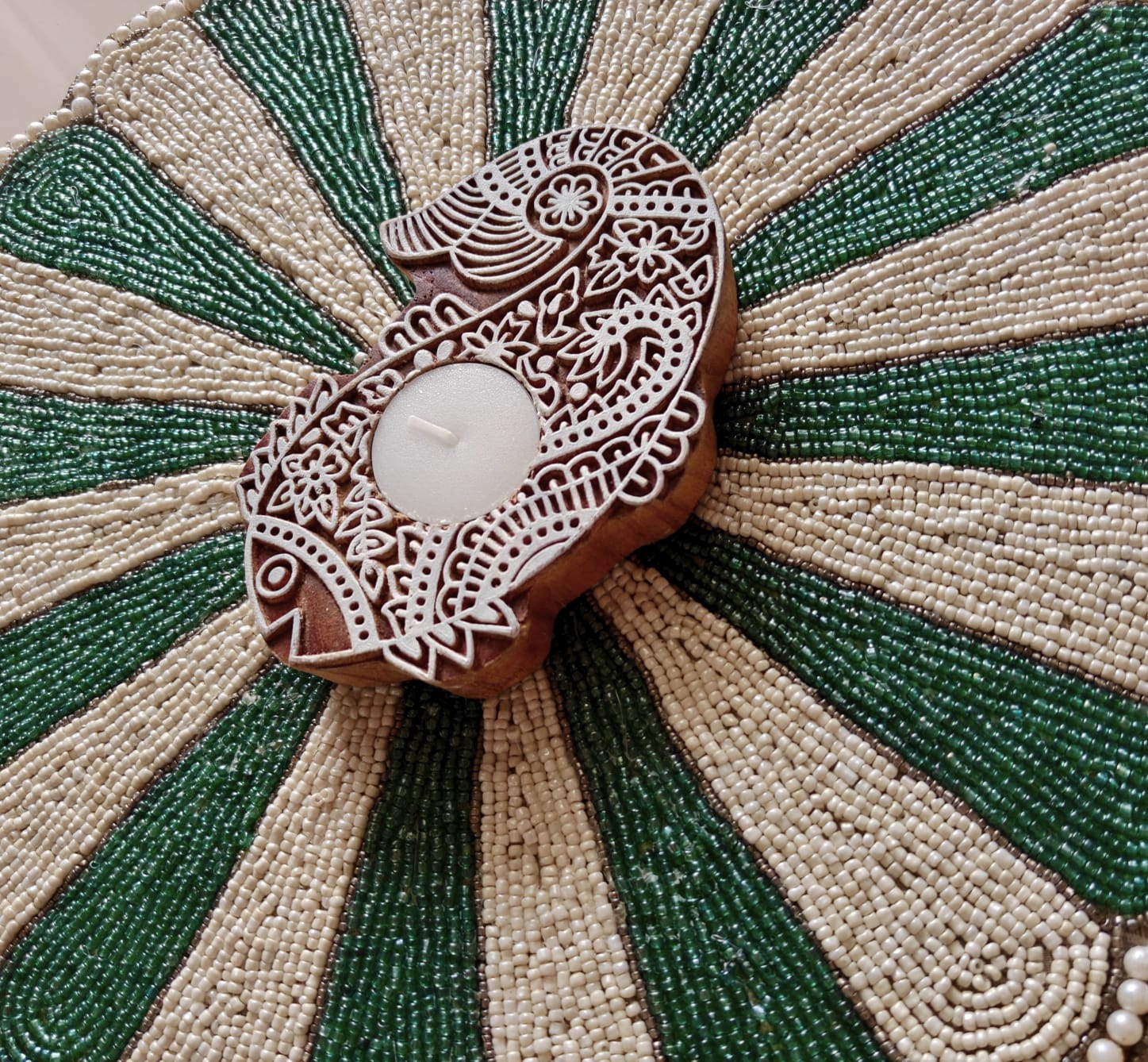 Wooden Tea Light Holder Auspicious Fish | Handcrafted Diya | 1 piece