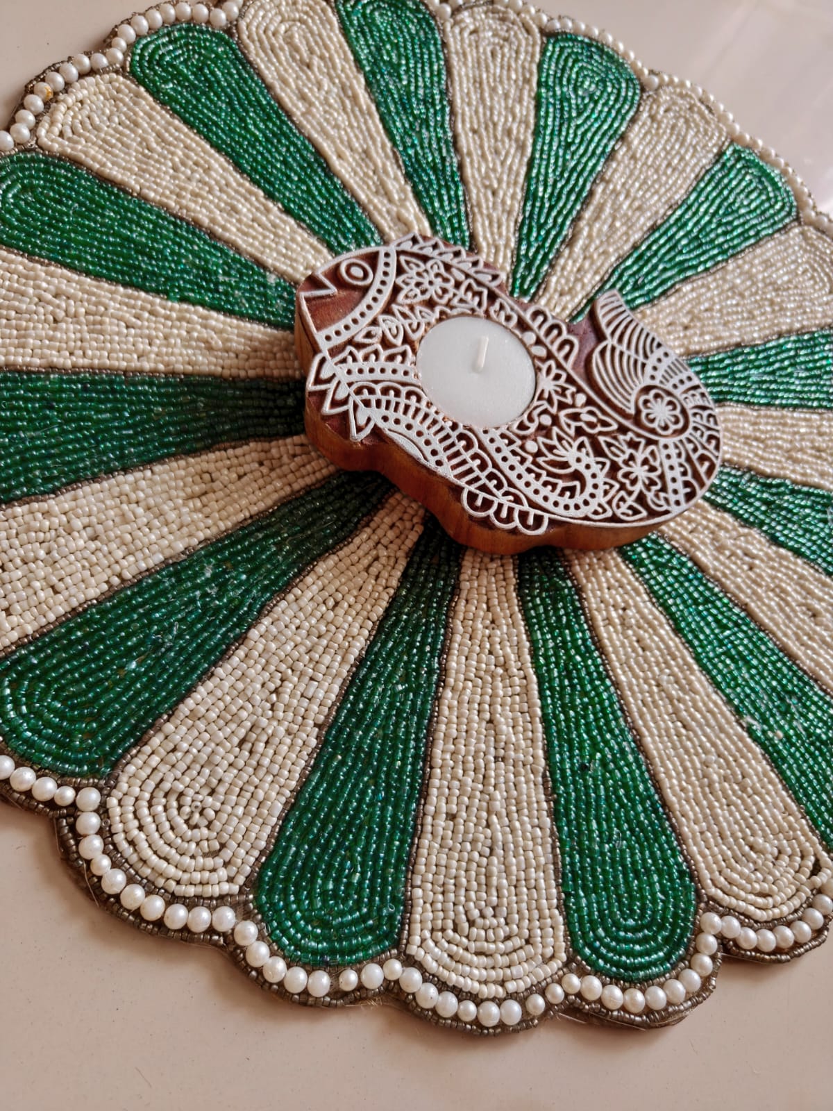 Wooden Tea Light Holder Auspicious Fish | Handcrafted Diya | 1 piece