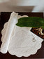 Embriodered White Patterned Quilted Cotton Round Table Placemat Set of 2