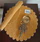 Mustard Chrome Floral Cotton Round Table Placemat Set of 2 Buy online 