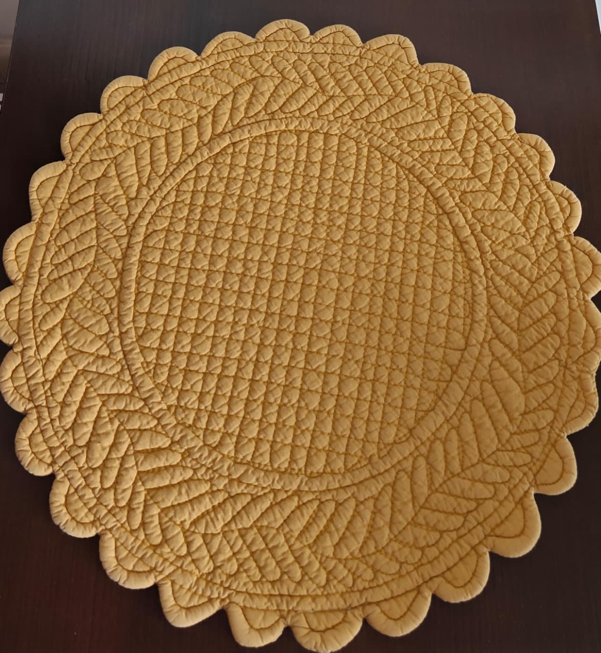 Mustard Chrome Floral Cotton Round Table Placemat Set of 2 Buy online 
