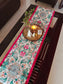French Damask Motif Dupioni Taffeta Silk Table Runner (L-72in, W-12in)