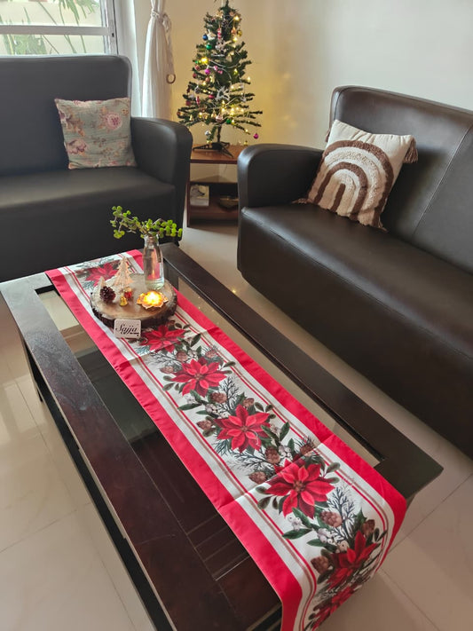Designer Rich Red Multicolour Dupion Silk Table Runner 12 x72 inches | 6 seater Table | Console Unit Runner