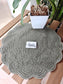 Velvet Greenish Grey Round Table Fabric Decorative Quilted Table Placemat  1 piece