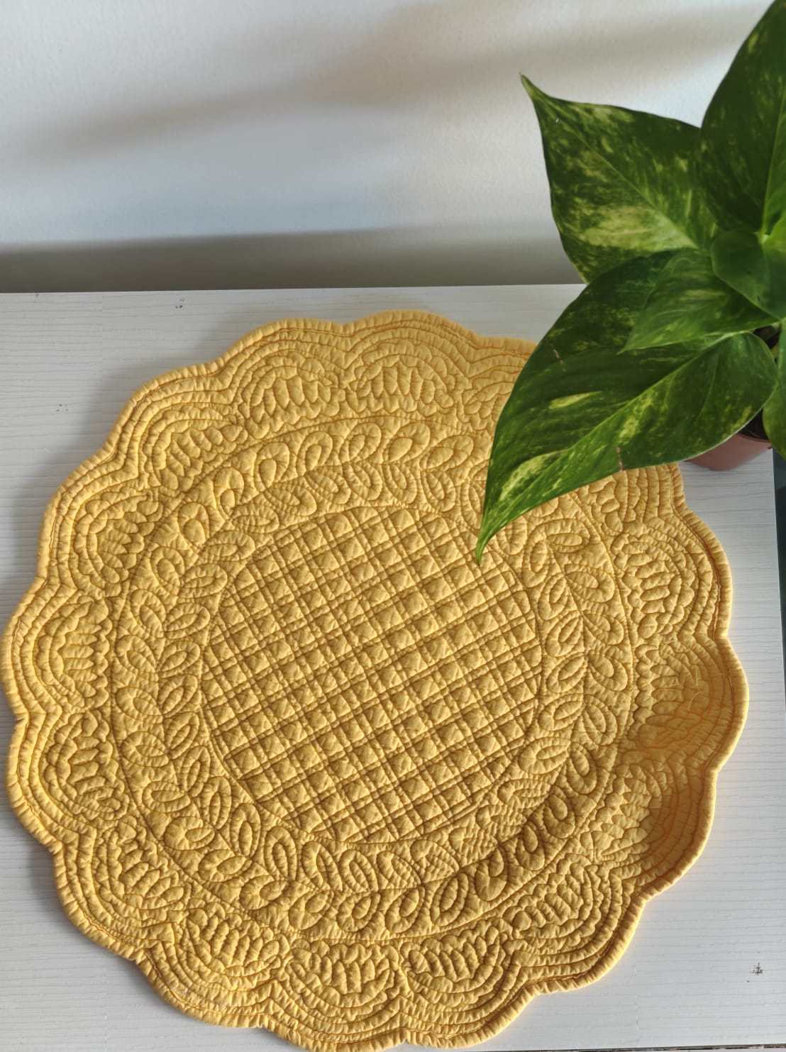 Fairytale Sunflower Yellow Round Cotton Fabric Placemat Table Mat- 1 piece
