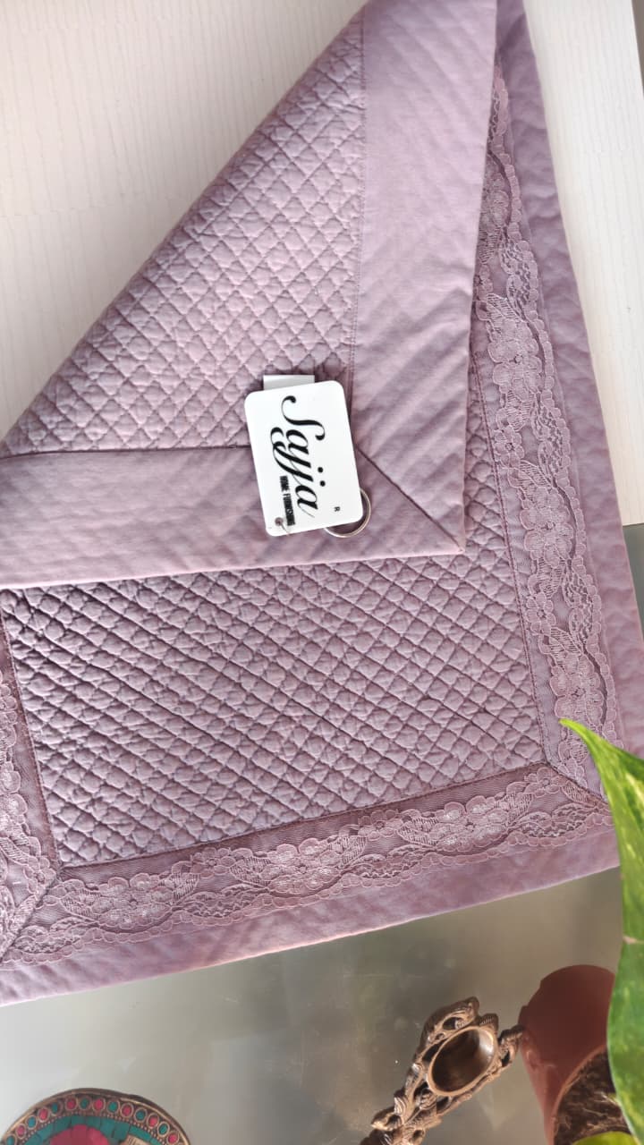 Sajja Purple Lace work Quilted Cotton Placemat Rectangular Runner Table Mat