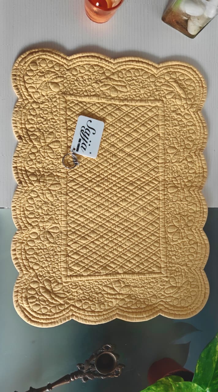 Chic Reversible Yellow Stylish Quilted Table Placemat Mat