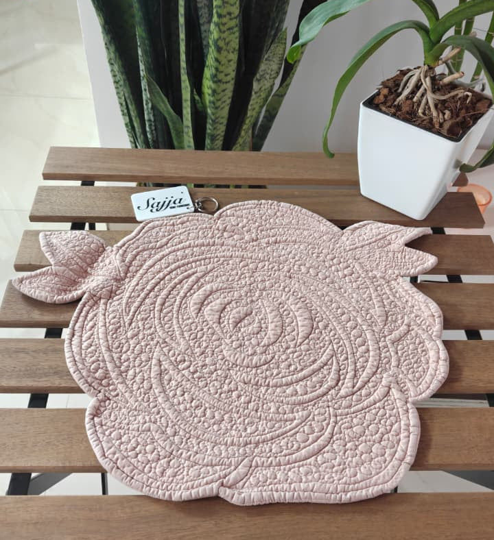 Soft Pastel Pink Floral Rose Cotton Placemat Table Fabric Table Mat - 1piece