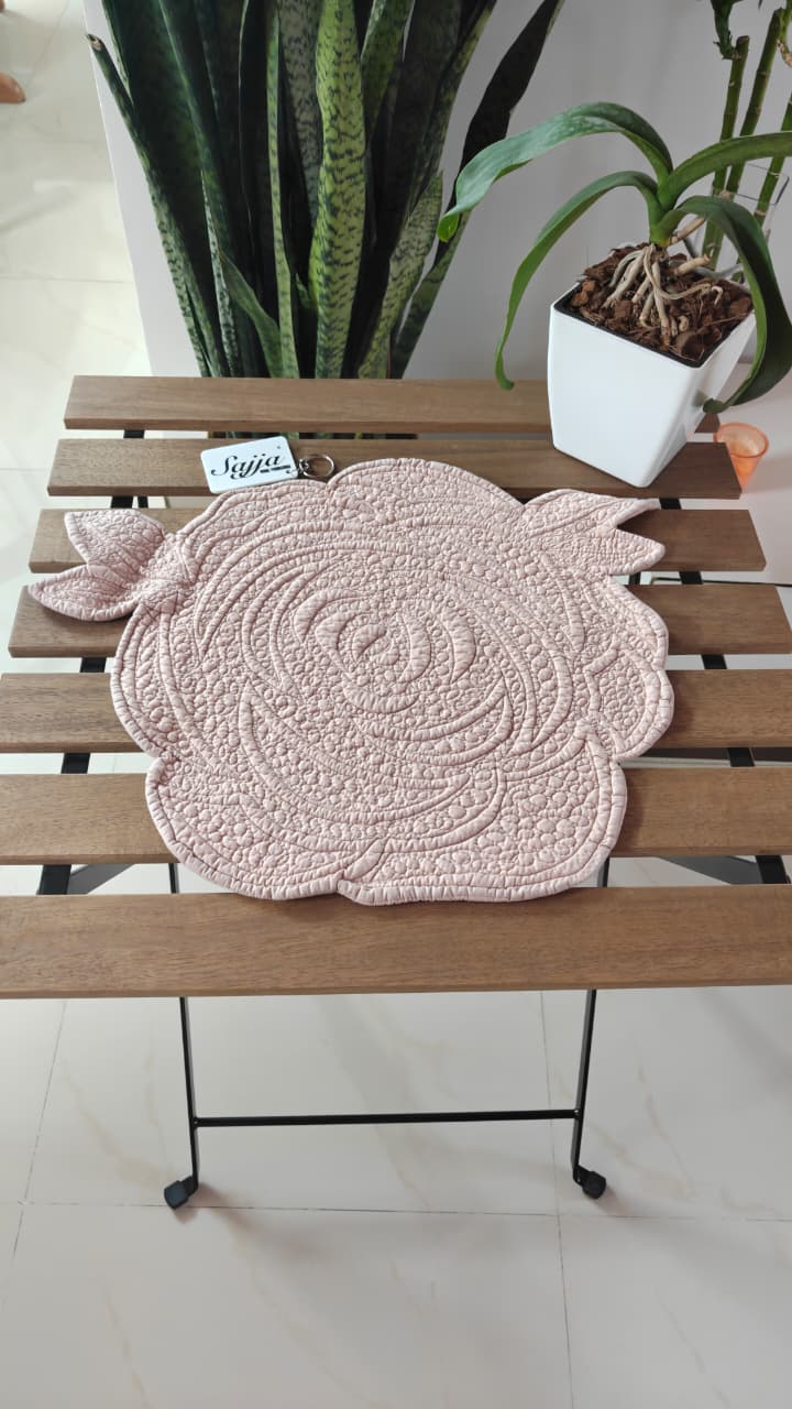 Soft Pastel Pink Floral Rose Cotton Placemat Table Fabric Table Mat - 1piece