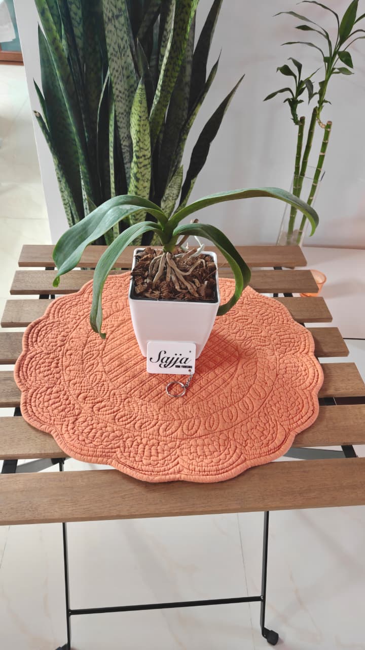 Buy online Orange Floral Cotton Round Table Placemat - 1 mat 