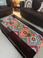 Table Runner Trending Ikat Pattern Multioclour Dupioni Silk (L-72 in, W-12in)

