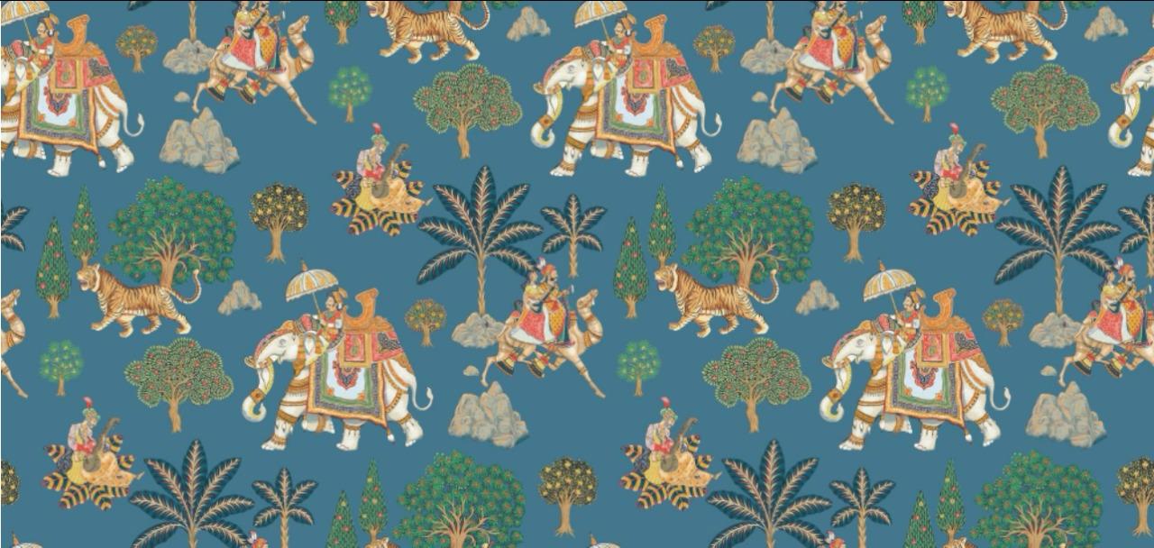 Designer Kalamkari Dupioni Silk Table Runner For Dining Table Coffee Table n Foyer (L-72in, W-12in)