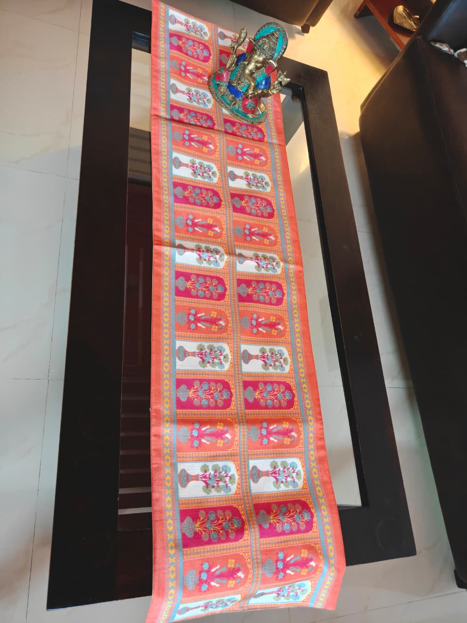 Chic French Renaissance Inspired Dupioni Silk Coffee Table Runner (L-48in, W-12in)