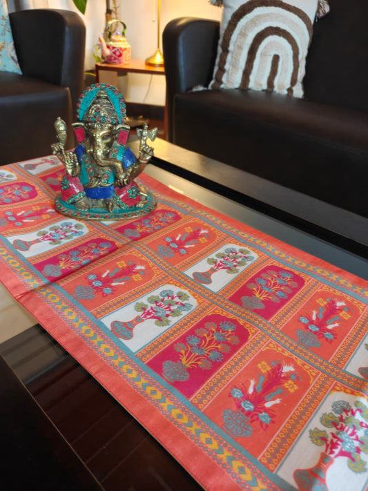 Chic French Renaissance Inspired Dupioni Silk Coffee Table Runner (L-48in, W-12in)