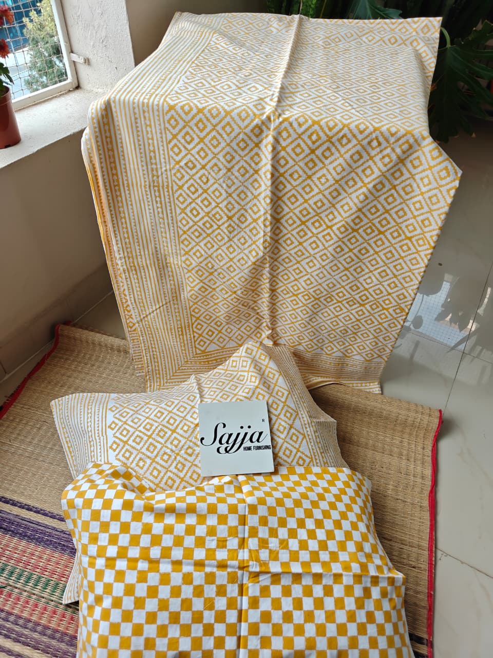 Designer Sunflower Yellow Elegance Collection Cotton King Double Bedsheet