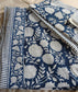 Floral Indigo Hand Block Print Bedsheet with 2 Pillow Cover King Bedsheet
