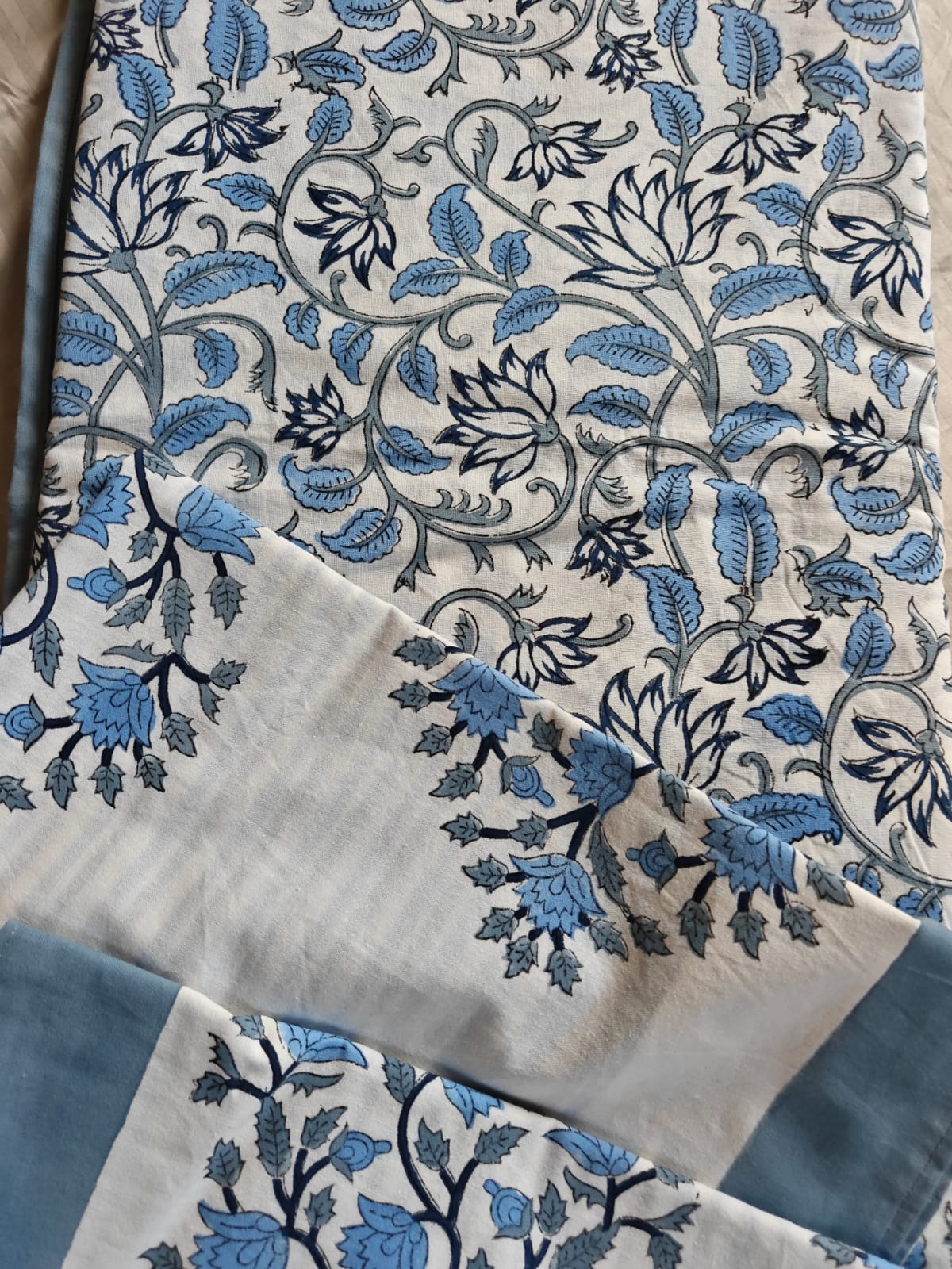 Buy Premium South Cotton Mughal Floral Hand block Double Bedsheet King 9 feet x 9 feet