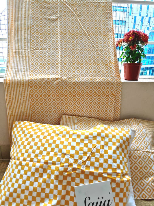 Designer Sunflower Yellow Elegance Collection Cotton King Double Bedsheet