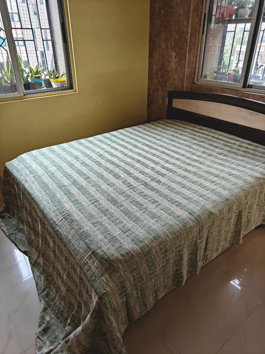 Sajja Signature Handloom Thick Soft Slub Cotton Sage Bedcovers/Bedspreads/ Blanket