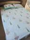 Vintage Cotton Mughal Sage Floral Hand block Double Bedsheet King 9 feet x 9 feet