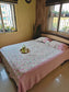 Duck Cotton Pink Floral King Size With Solid Border Double Bedcover with 2 Pillow Covers