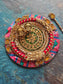 Decortaive Bandhej Roli Chawal Platter with Tilak Stick | Diwali Decoration Festive Centre piece Decor | Gift