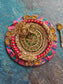 Decortaive Bandhej Roli Chawal Platter with Tilak Stick | Diwali Decoration Festive Centre piece Decor | Gift