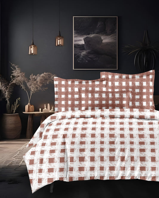 Designer French Luxury Living Cotton Brown Super King Double Bedsheet 9 feet x 9 feet