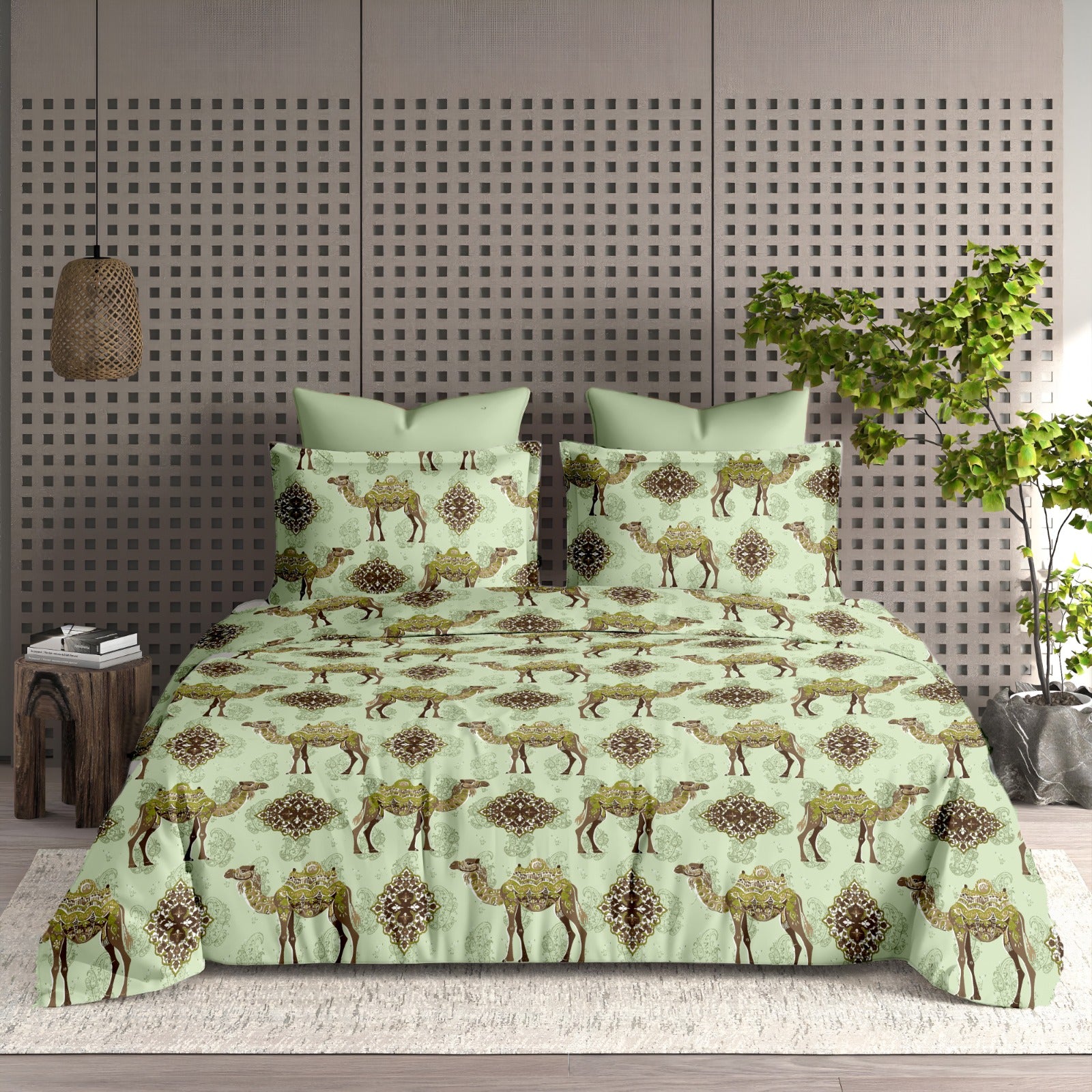 Luxury Collection Sage Green Camge King Bedsheet Sage 108 inches x 108 inches