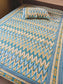 Hand block Print Pure Cotton Blue Ikat Single Bedsheet (60 x 90in)