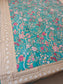 Hand block Print Pure Cotton Teal Abstract Pattern Single Bedsheet (60 x 90in)