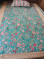 Hand block Print Pure Cotton Teal Abstract Pattern Single Bedsheet (60 x 90in)