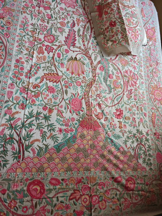 Sajja Tree Of Wishes Handblock Pure Cotton Single Bedsheet (60 x 90in)