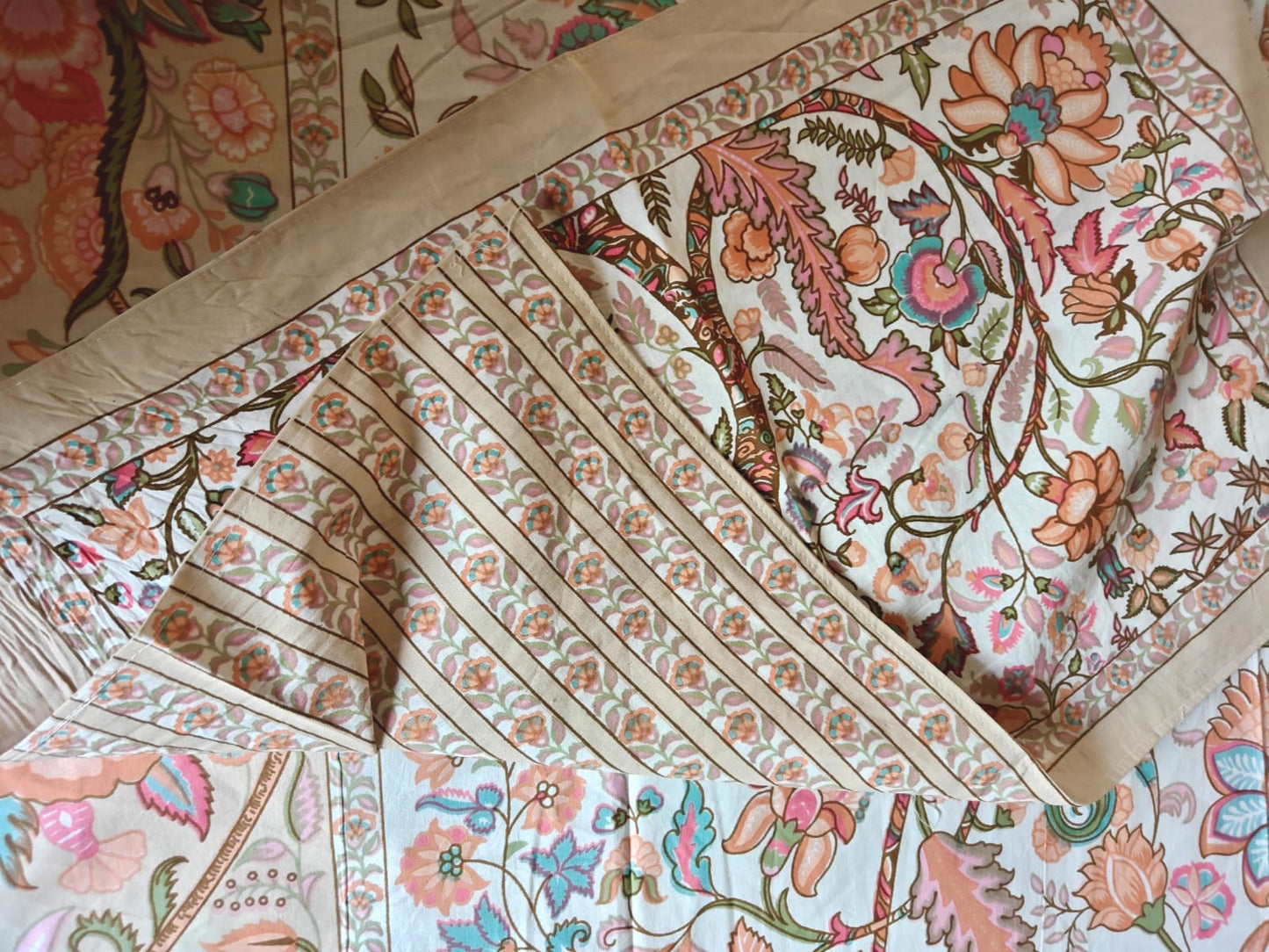 Sajja Tree Of Wishes Handblock  South COtton Single Bedsheet (60 x 90in)