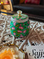 Teal Round Pichwai Jar With Gold plated Lid (4x4 x2 ") | Storage Metal container | Dry Fruit Jar