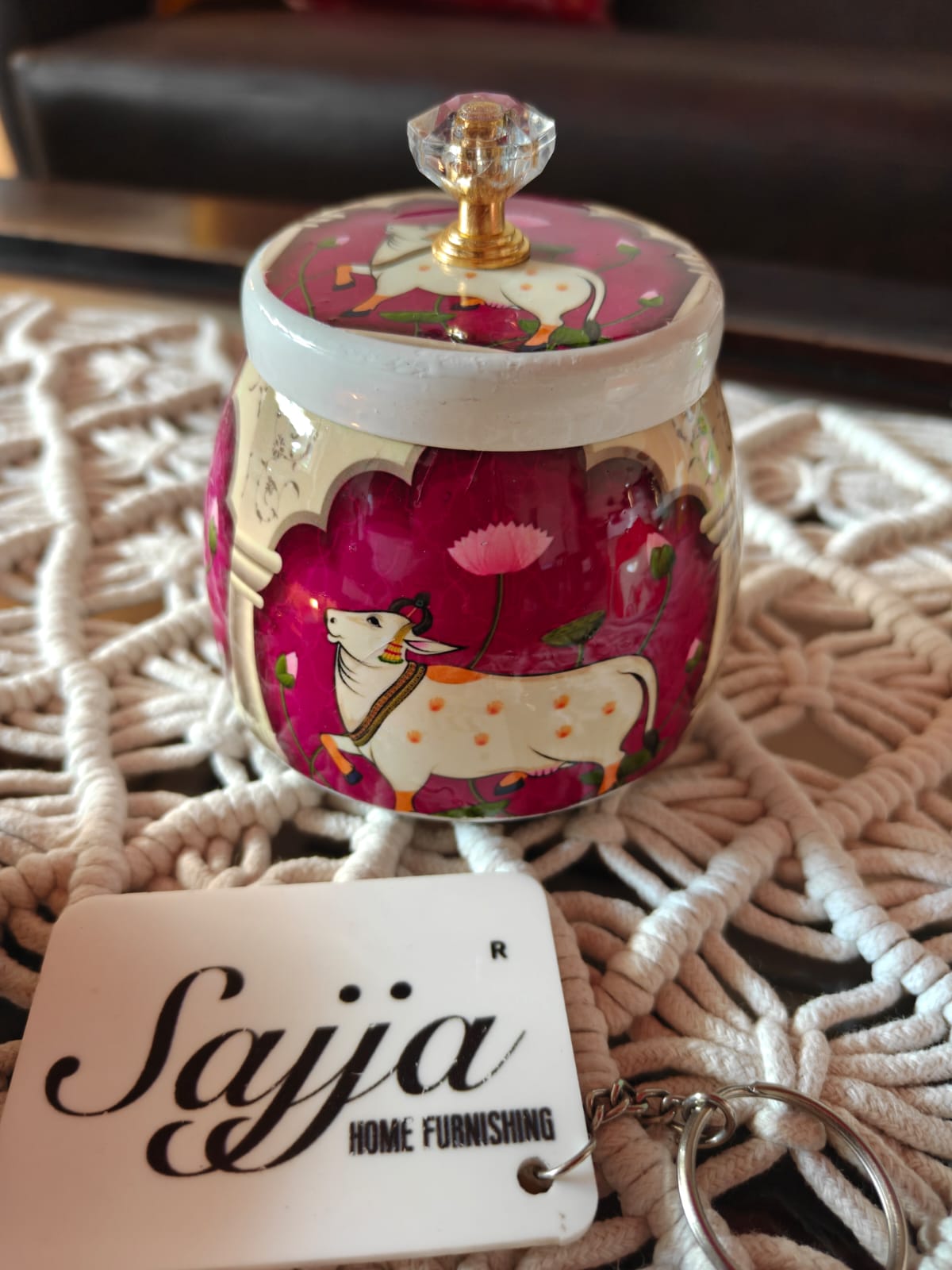 Buy Purple Pichwai Cow Jar With Lid Dry Fruit Jar Thamboolam gift Return Gift Wedding Favor