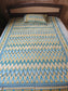 Hand block Print Pure Cotton Blue Ikat Single Bedsheet (60 x 90in)