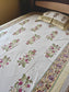 Vintage Pure Cotton Hand block Mughal Motif Brown Single Bedsheet (60x 90in)