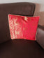 Buy Online Red Sajja Pure Banarasi Handwoven Silk Cushion Cover 16 x16