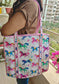 Designer Horses Handblock Printed Quilted Tote Bag with concealed zip 15x 18x 5 inches