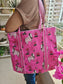 Pichwai Block print tote bag - Boho quilted women's bags - Women's handbag - Pink Hand block Printed Quilted cotton Shoulder Bag