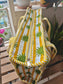 Yellow White Floral Block print tote bag - Handblock quilted women's bags - Women's handbag