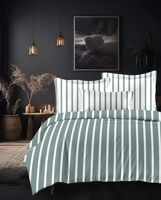 Designer French Luxury Living Cotton Teal Green King Double Bedsheet 9 feet x 9 feet