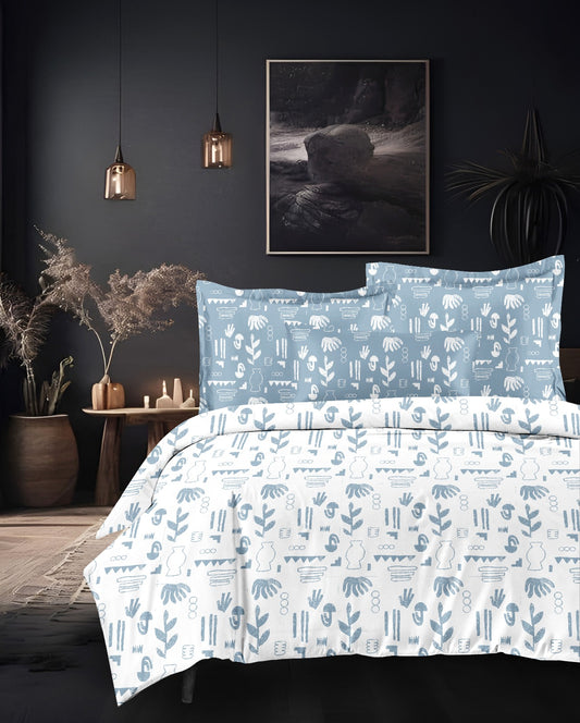 Designer French Luxury Living Cotton Modern White King Double Bedsheet 9 feet x 9 feet