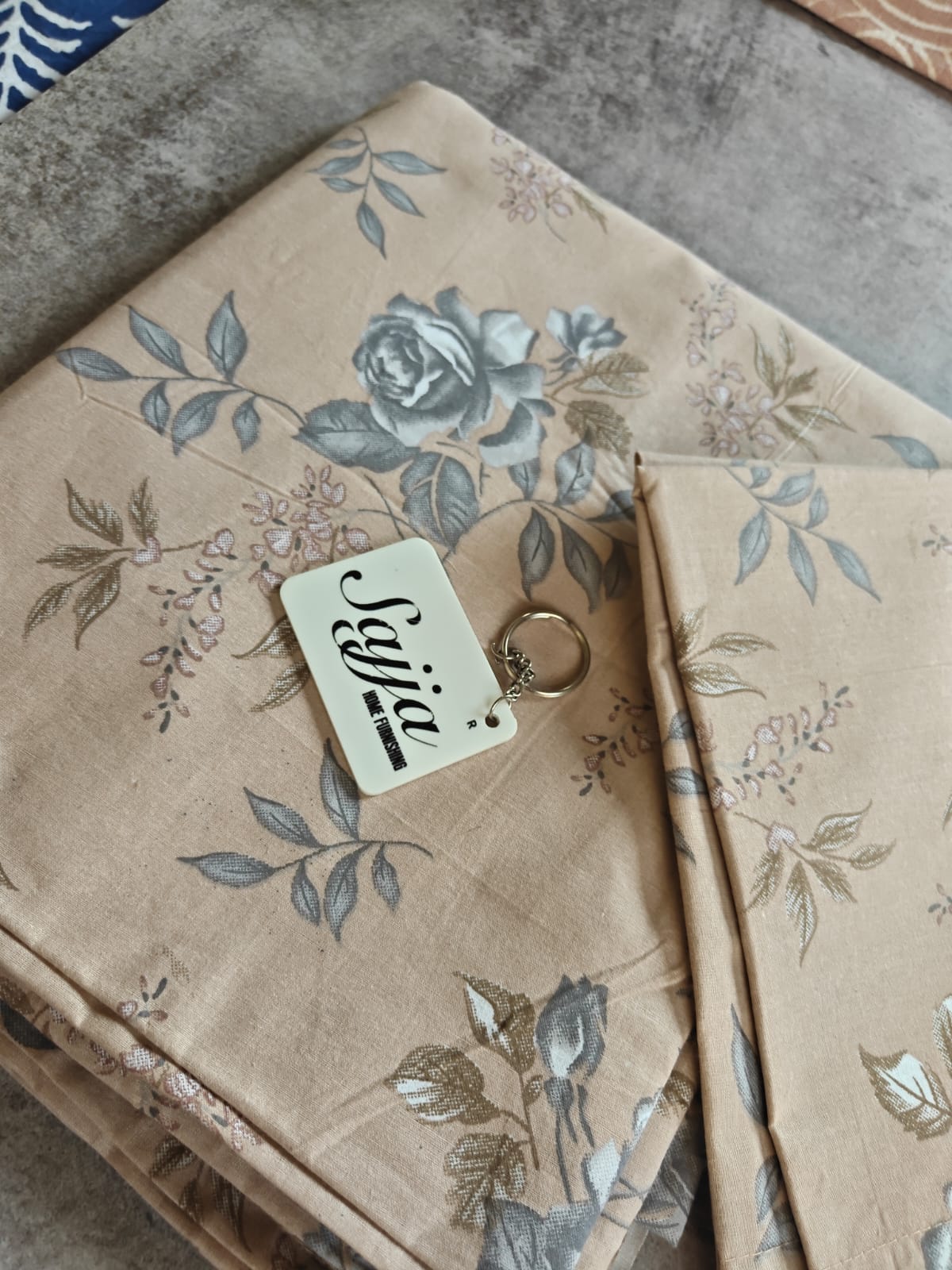 Rich Soothing Peach Brown Floral Double Bedsheet Queen