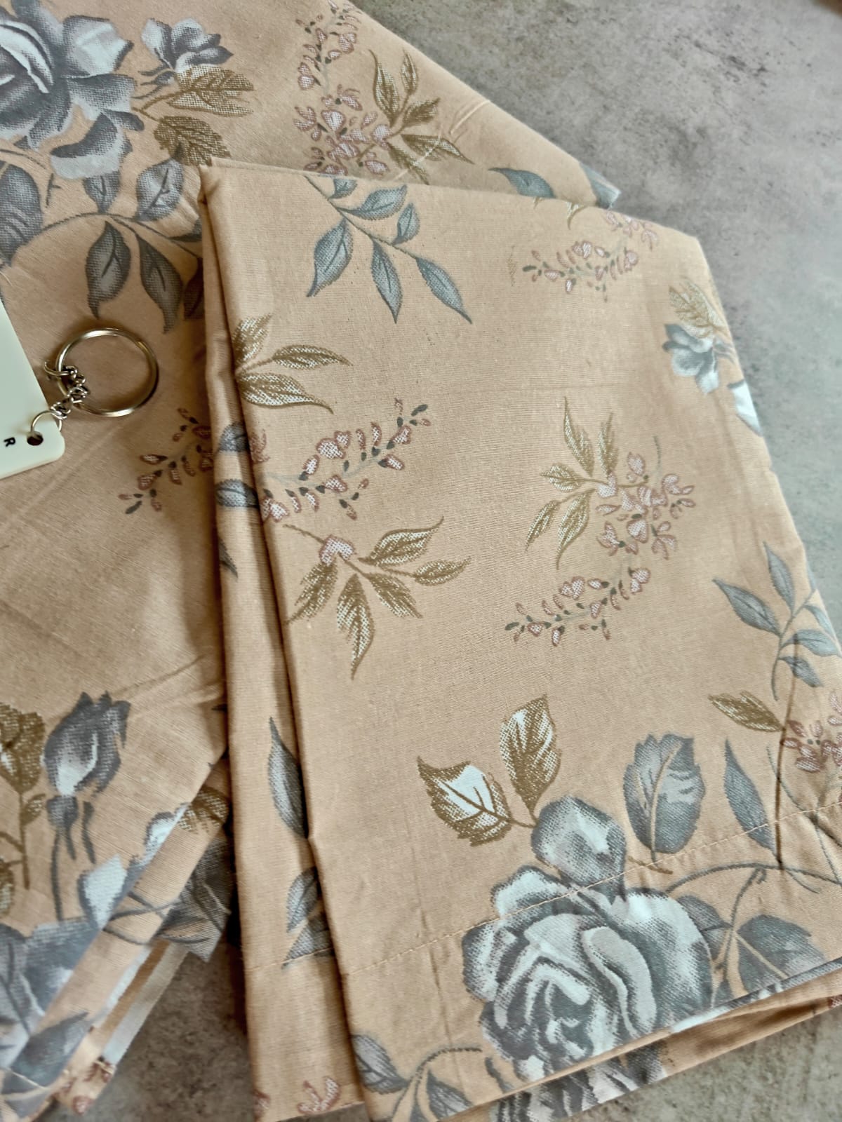 Rich Soothing Peach Brown Floral Double Bedsheet Queen